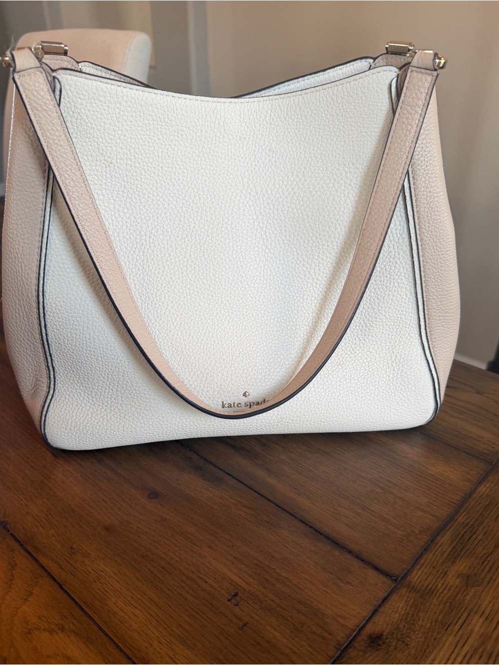 Kate Spade New York Cream & Blush Pebbled Leather Hobo Bag - Picture 8 of 12